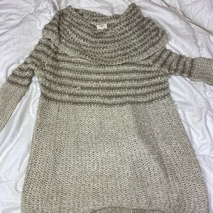 Off the shoulder beige sweater dress